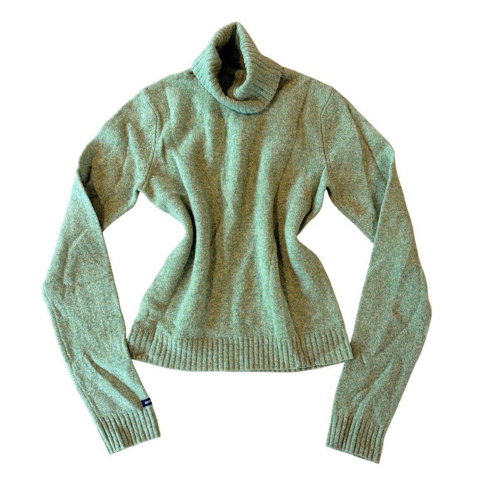 Vintage Y2K Abercrombie 100% Lambswool Turtleneck‎ Sweater S Sage Green Preppy